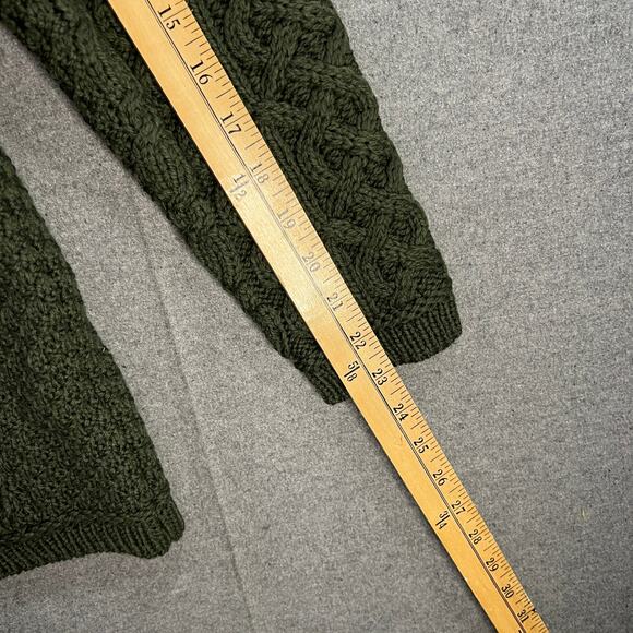 Aran Craft Merino Wool Zip-Front Cardigan Cardi Green Size Medium - Picture 12 of 12